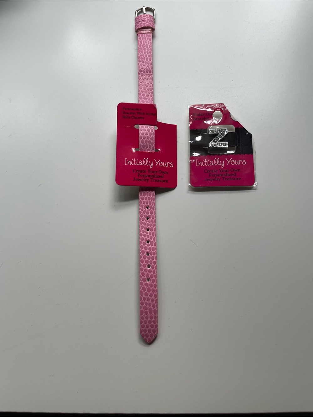 Children’s Pink Faux-Snakeskin Bracelet with 'Z' Charm